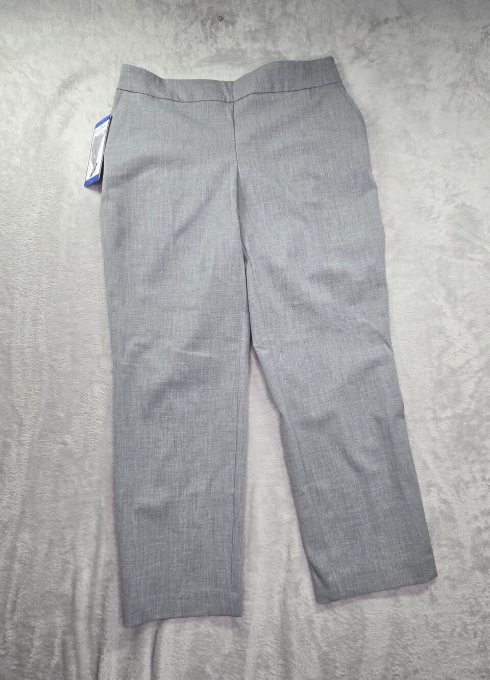 Hilary Radley Women's L Pull-On Ankle Pant Heather Gray Mid Rise Slim Leg NEW